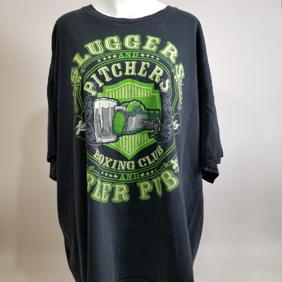 Sluggers and Pitcher Boxing and Beer Club Graphic Tee T-Shirt 3XL Black Lucky Cl - Picture 1 of 12